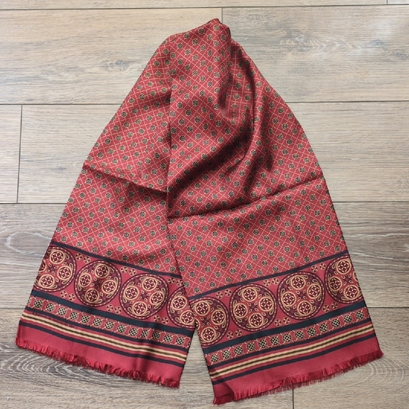 Vintage 1984 Smithsonian Institution Scarf‎ - Silk, Wool - Black, Red, Tan, Gold - Picture 1 of 8
